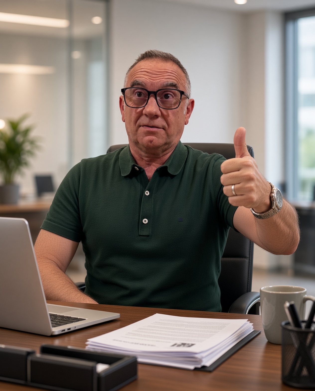 David Robert Harrison working casually at his office desk
